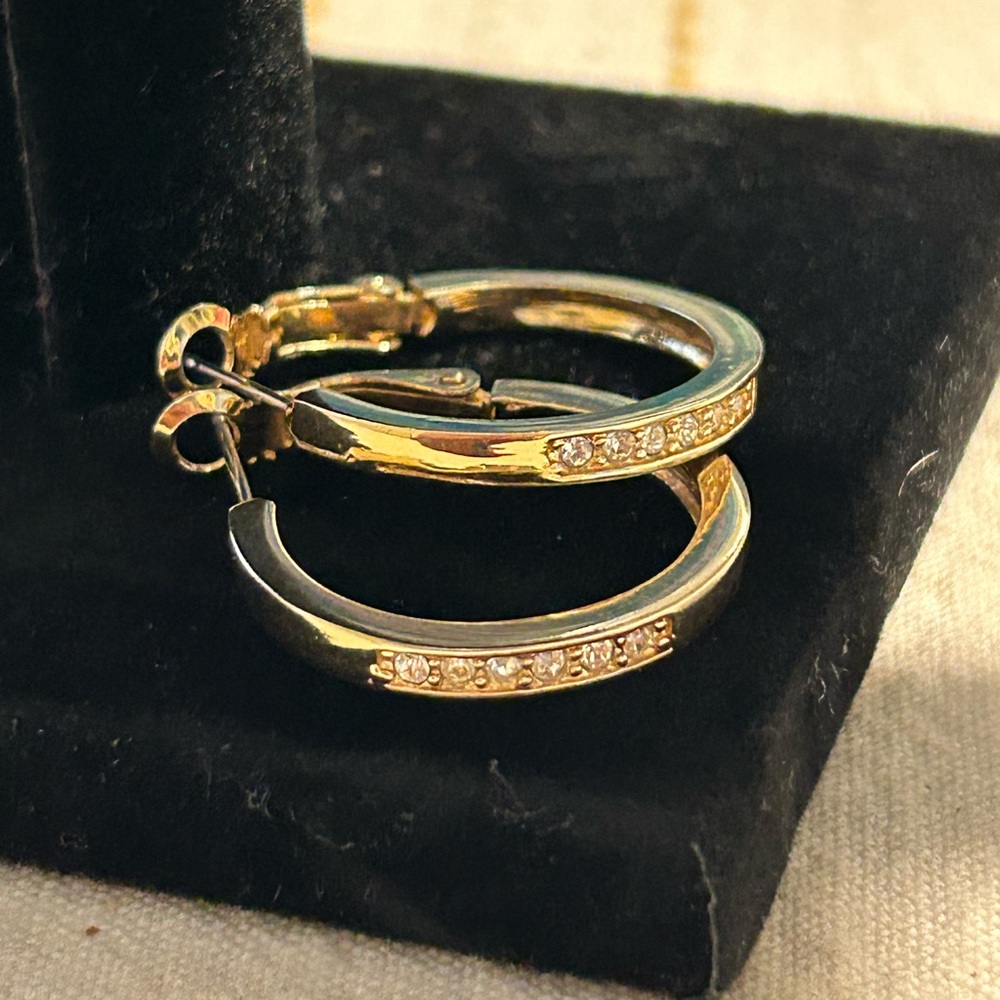 Gold Tone Rhinestone Earrings - Picture 6 of 6